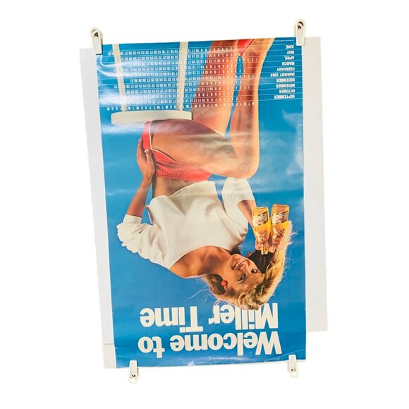 Vintage 1984 Miller Beer Poster Calendar Sexy Model Mancave Bar Nostalgia Slogan - Picture 12 of 12